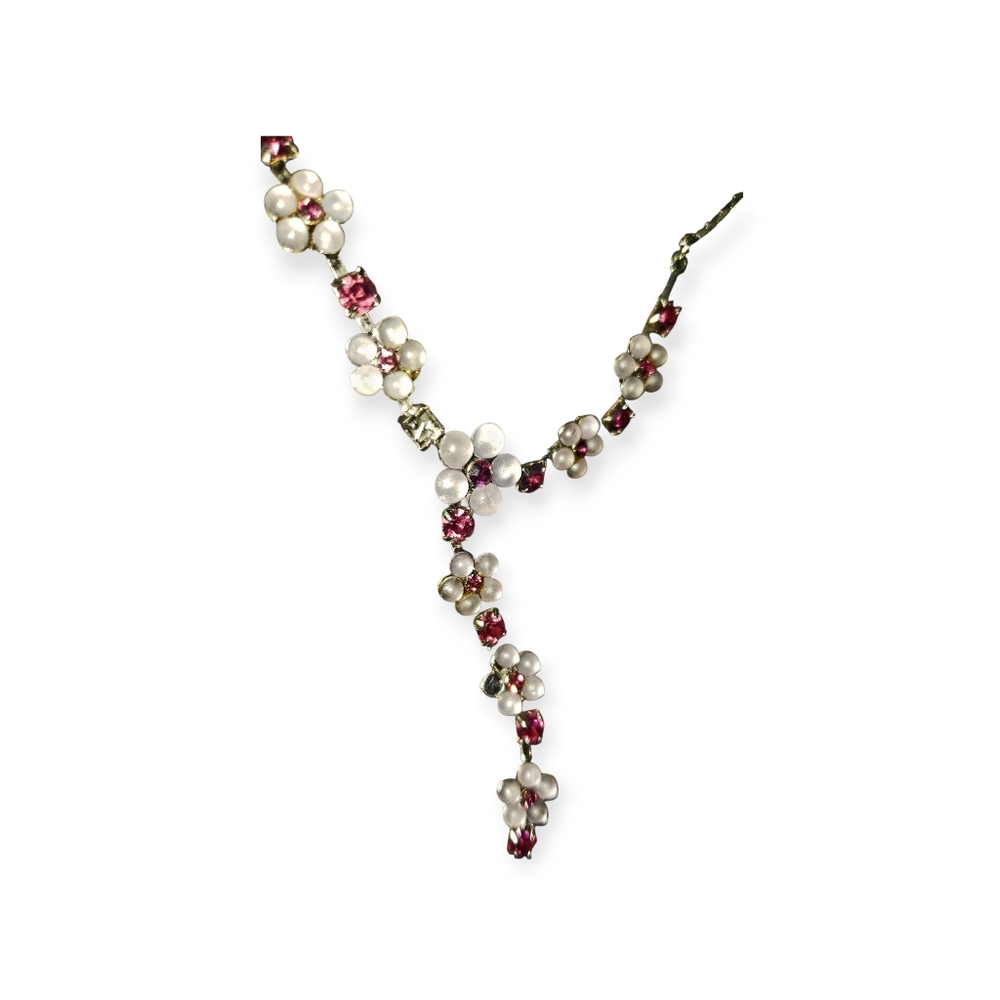 Crystal Silver Flower Necklace
